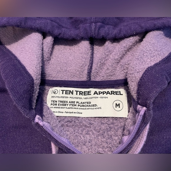 Purple Ten Tree zippered hoodie sweater embroidered Medium mint condition - Picture 5 of 6